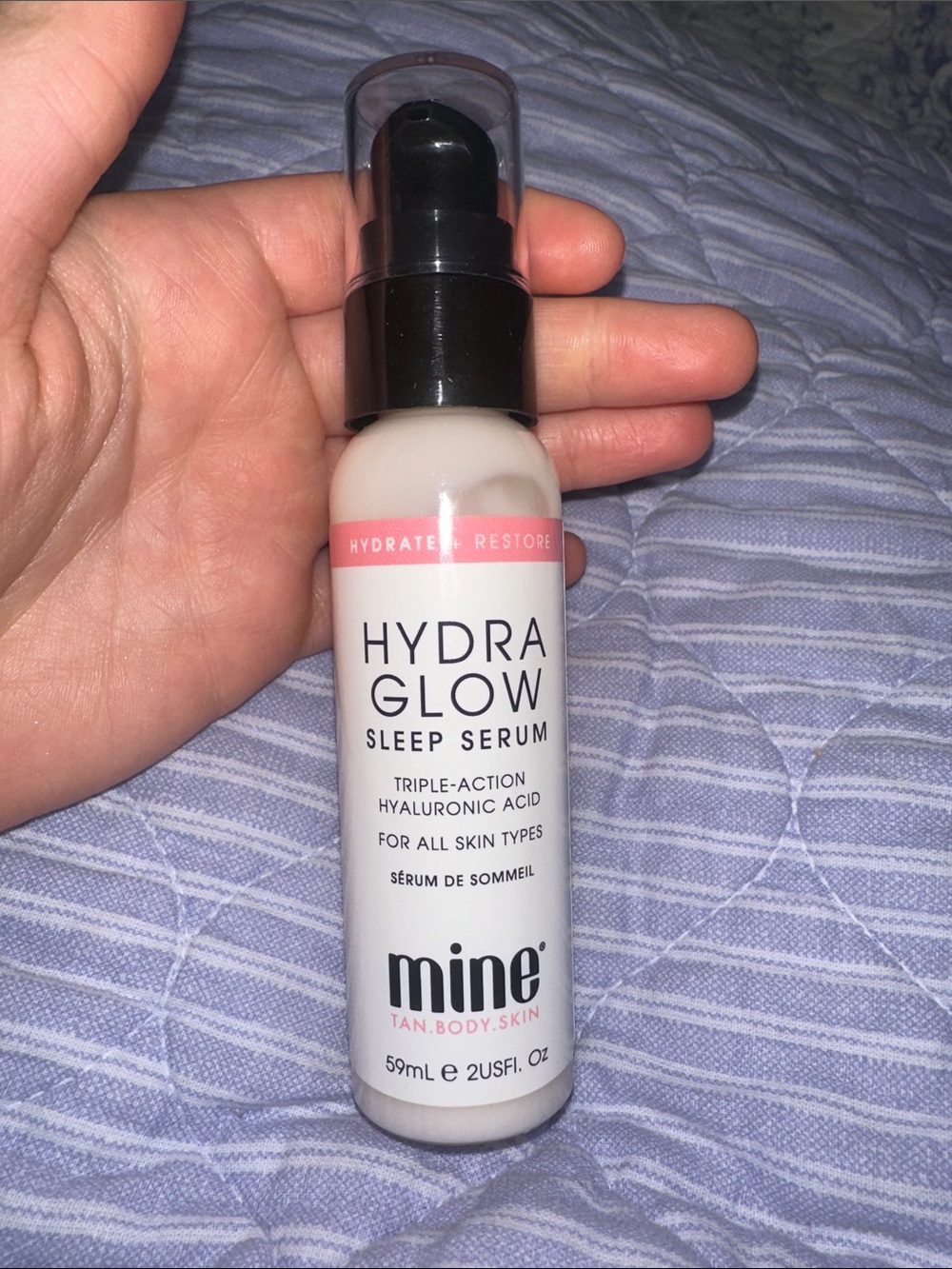 mine Hydra Glow Sleep Serum - White with Pink Accent